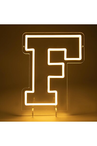 Slasa Letter F LED Neon Sign 30x22 cm 6mm Acrylic Base Alphabet Light Party W...