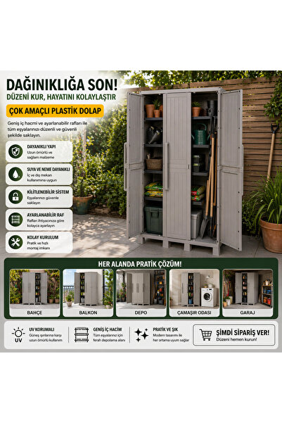 CSB STORE Kapılı Uzun Bölmeli 4 Raflı Plastik Dolap