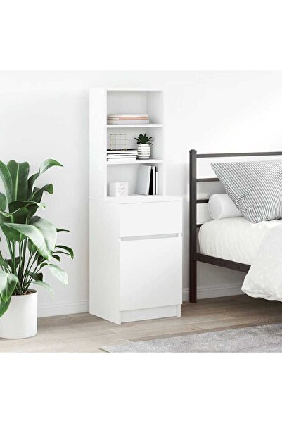 vidaxl Κομοδίνο Λευκό 39x35x125 εκ. από Επεξεργασμένο Ξύλο