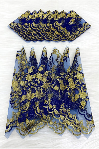 ZEYMERADE Gold Simli Gelin Damat Halay Mendili, Saks Mavi 1 Adet, Düğün Kına ...