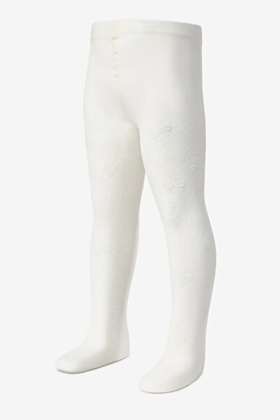 Le Mabelle Κοριτσίστικο καλσόν με σχέδια εκρού πουά και πεταλούδες