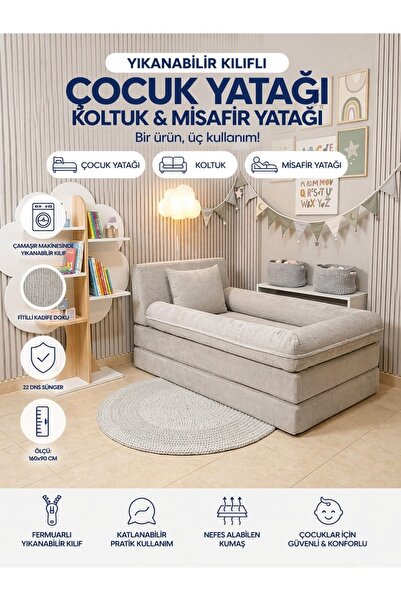 COLORMİX Katlanabilir Çok Amaçlı Sünger Koltuk Yatak 3'ü 1 Arada Koltuk Çocuk...