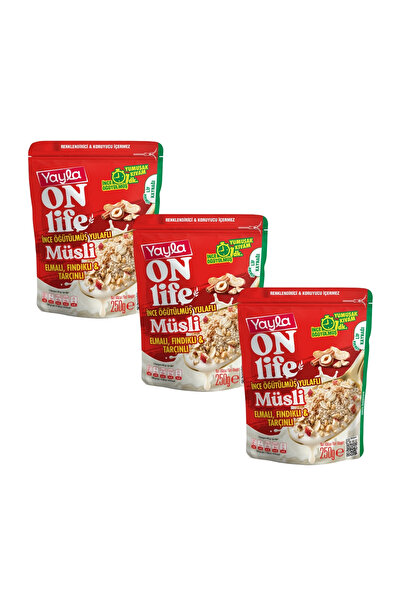Yayla Onlife Elmalı Fındıklı ve Tarçınlı İnce Öğütülmüş Yulaflı Müsli 250 g x3