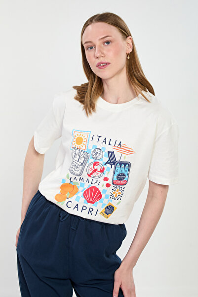 BARRELS AND OIL Γυναικείο μπλουζάκι με θέμα την Ιταλία - Εκρού