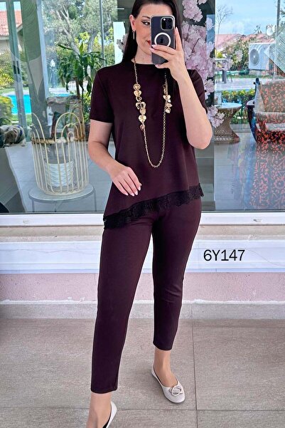 İnce Topuk Σετ με δαντελένια λεπτομέρεια 6y147