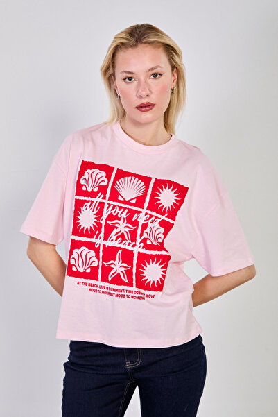 BARRELS AND OIL Γυναικείο μπλουζάκι με θέμα τη θάλασσα - Ροζ/Κόκκινο