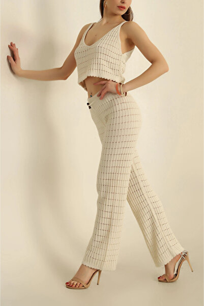 ÖZKURTOĞLU COLLECTİON Πλεκτό Σετ Δύο Τεμαχίων με Πέτρινη Διάτρητη Επένδυση 25...