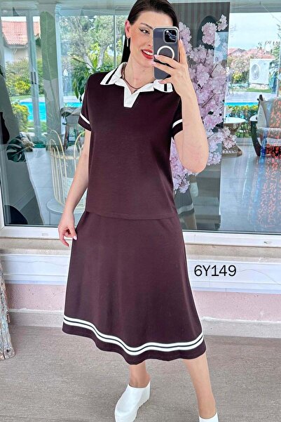 İnce Topuk Σετ με φούστα και γιακά πόλο 6y149