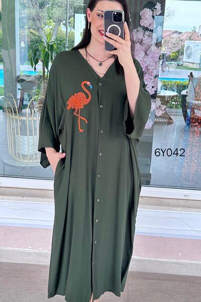 İnce Topuk Φόρεμα από βισκόζη με στάμπα Filamingo 6y042