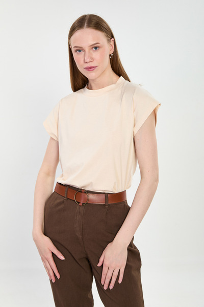 BARRELS AND OIL Γυναικείο μπλουζάκι με κοντό μανίκι - Πέτρινο