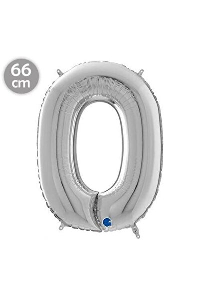 parti show 0 Number Foil Balloon Silver 66 cm