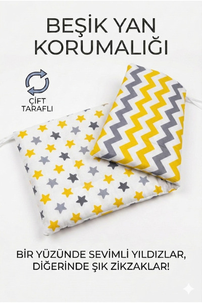 BamgidooMobilya Premium Crib Side Protection Set Star Series 4 Pieces