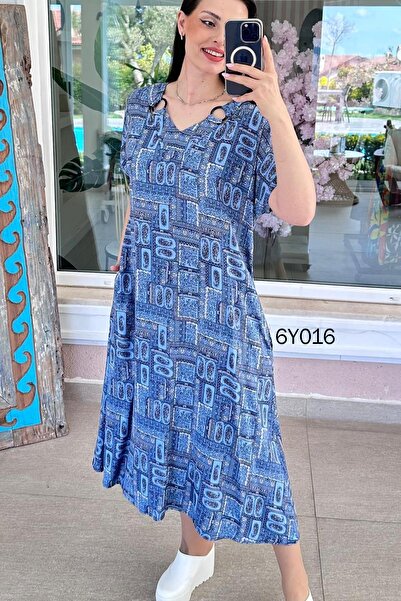 İnce Topuk Φόρεμα βισκόζης με λεπτομέρεια δαχτυλιδιού 6y016