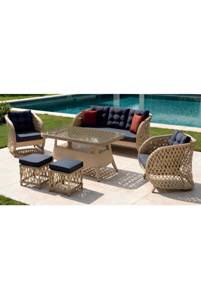 MY WORLD GARDEN SİRİUS 3+1+1+MASA+2PUF RATTAN BAHÇE BALKON TAKIMI