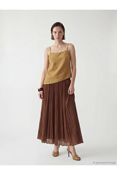 LC Waikiki Women's Elastic Waist Pleated Chiffon Skirt