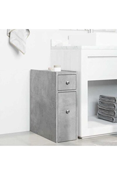 vidaxl Ντουλάπι Μπάνιου Στενό με Ροδάκια Γκρι Σκυρ. Επεξ. Ξύλο