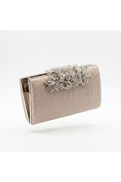 Alphus Κομψή τσάντα βραδινού φορέματος με ασημί πέτρα