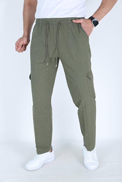 BİRBEYSTORE Ham Bez Eşofman Alt Yan Cepli Keten Görünümlü Pantolon