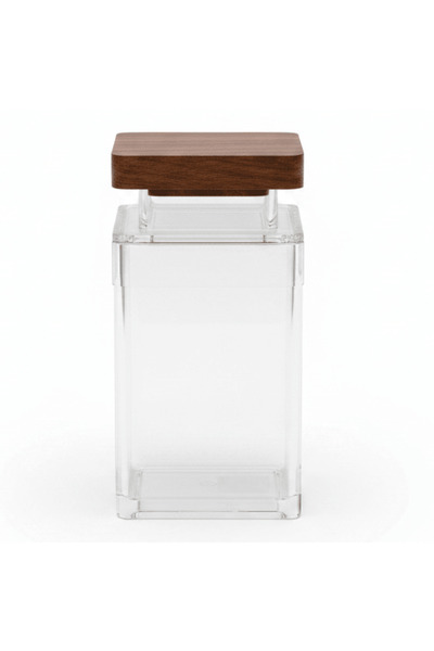 AKDC Clear Acrylic Storage Canister with Elegant Lid Organizer 13.5 × 8.5 cm