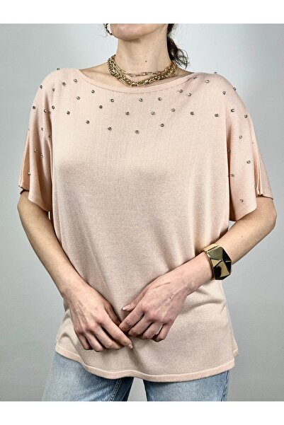 GND Πλεκτή μπλούζα από βισκόζη με πέτρινη λεπτομέρεια