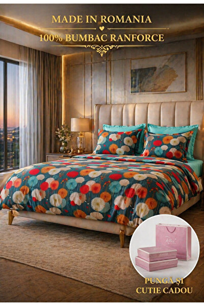 Lenjerie de pat Ranforce 100% bumbac, 6 piese, Husă de pilotă 180x200x25, Set premium miniatura 3