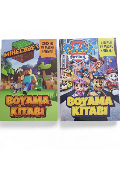 KESKİN COLOR Minecraft ve paw patrol boyama kitabı sticker ve maske hediyeli