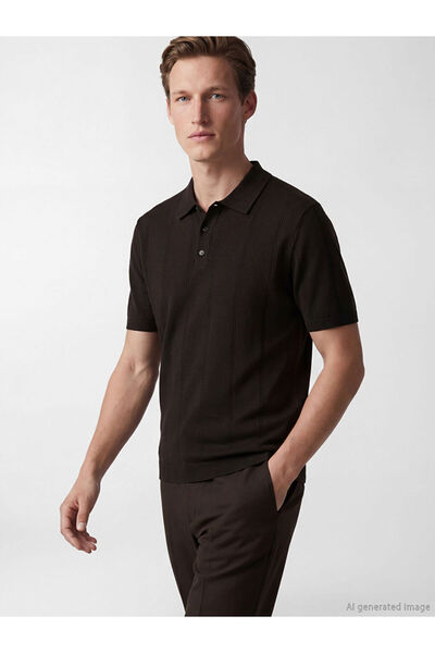 LC Waikiki Peak New Season Polo Neck Striped Men's Knitwear T-Shirt