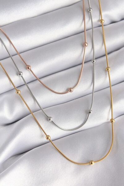 norsary 316L Steel Mix Color 3-Piece Heel Detail Women's Necklace