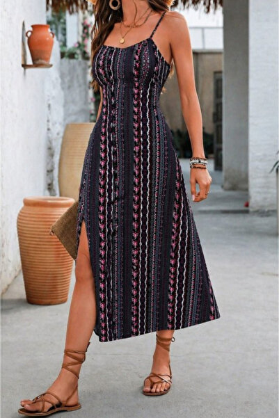 Kokosh moda Νέα σεζόν Γυναικείο φόρεμα μίντι με φαρδύ λαιμόκοψη V και σχέδιο ...
