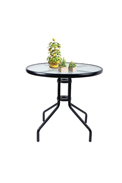 Glow Goods Στρογγυλό Τραπέζι με Γυάλινη Επιφάνεια DDEshop για Εσωτερικούς & Ε...