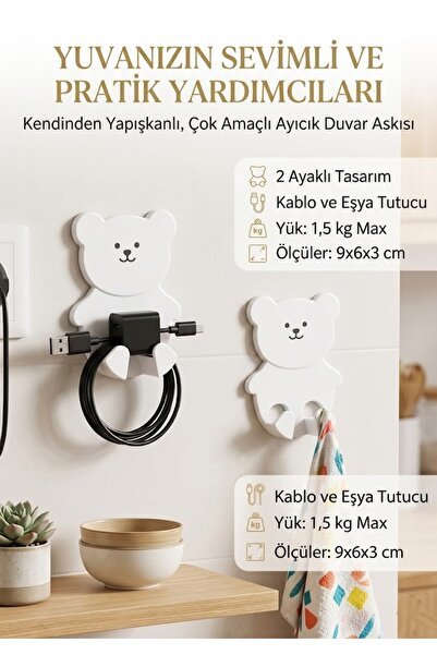 BGA Sevimli Hayvan Figürlü Çok Amaçlı çocuk Duvar Askısı & Kablo Düzenleyici