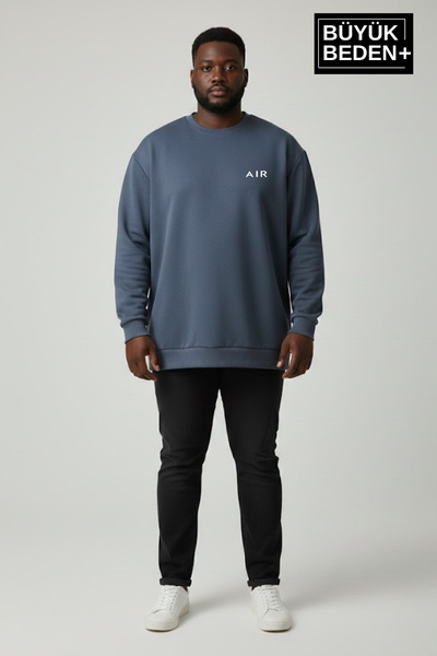 Superlife Ανδρικό φούτερ με στάμπα AR σε μεγάλο μέγεθος, με λεπτό γιακά και μ...