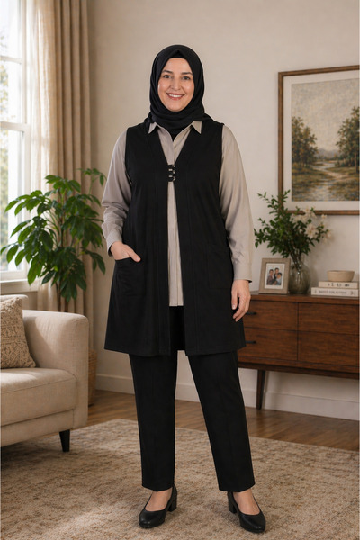 Ferace Γυναικείο Γιλέκο Τεσεττούρ – Μακρύ Γιλέκο Μεγάλου Μεγέθους με Άνετη Εφ...