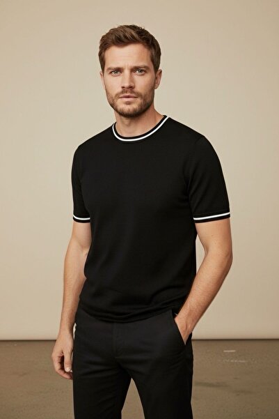 Sarar Μπλουζάκι με λεπτομέρεια στο λαιμό, από ραγιόν, βασικό μαύρο, με λεπτομ...