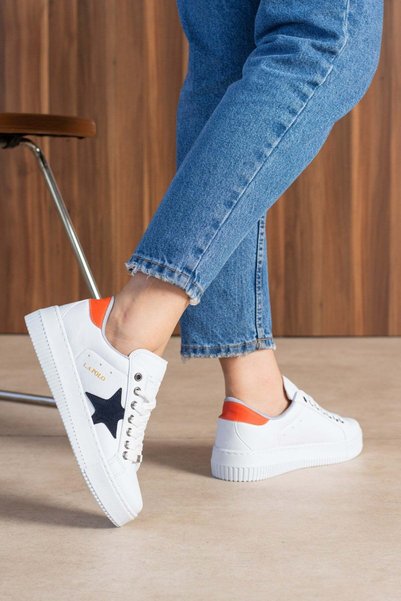 L.A Polo White Navy Blue Women's Sneaker