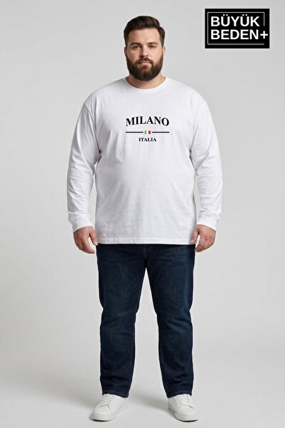 Superlife Ανδρικό μπλουζάκι μεγάλου μεγέθους Milano Italia με στάμπα 2 νημάτω...