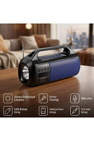 Yenimiyeni Concord Solar Güneş Enerjili FM Radyo Fenerli Bluetooth Hoparlör S...