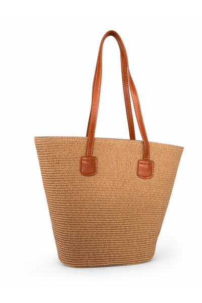 keisy Γυναικεία δερμάτινη τσάντα με κορδόνια, ψάθινη τσάντα premium