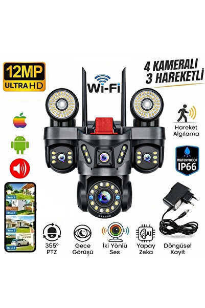 Yenimiyeni O-Kam Pro 4 Kameralı 4 Görüntülü Ultra HD 360 Dönebilen Kablosuz W...