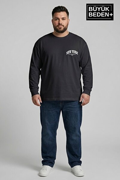 Superlife Ανδρικό μπλουζάκι μεγάλου μεγέθους New York με στάμπα 2 νημάτων και...