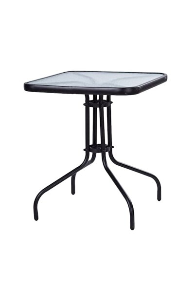 Glow Goods Τετράγωνο Τραπέζι με Γυάλινη Επιφάνεια, 60x60εκ., Μεταλλικός Σκελε...