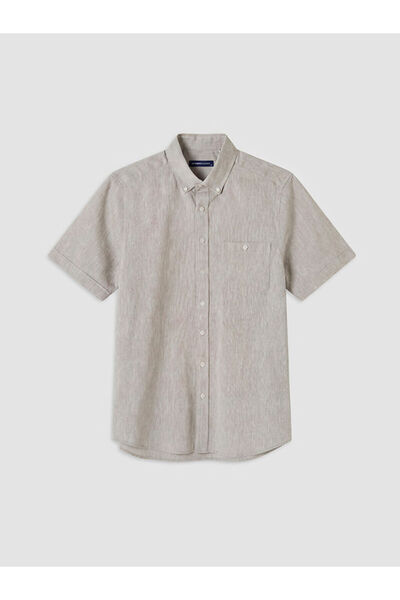 LC Waikiki Beige Regular Fit Linen Blend Men's Shirt