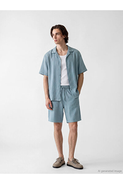 LC Waikiki Rmz Gi̇yi̇m Farkiyla Relaxed Fit Muslin Men's Shorts