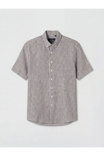 LC Waikiki From Güli̇s Gi̇yi̇m: Plum Regular Fit Striped Textured Men's Shirt
