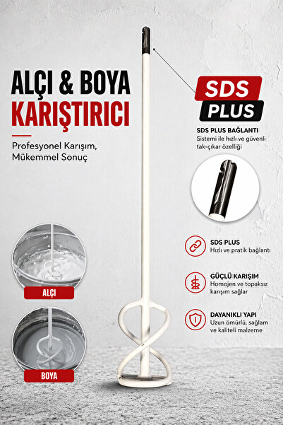 Badem10 SDS Plus Alçı Boya Karıştırıcı 6 cm Profesyonel Matkap Uyumlu Harç Ka...