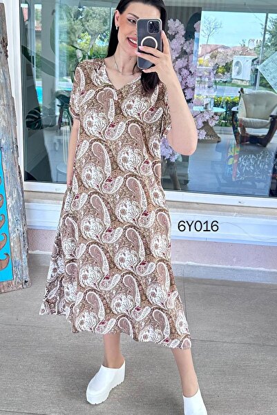 İnce Topuk Φόρεμα βισκόζης με λεπτομέρεια δαχτυλιδιού 6y016