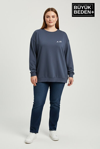 Superlife Γυναικείο φούτερ με στάμπα AR σε μεγάλο μέγεθος, με λαιμόκοψη και μ...