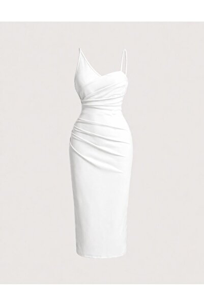 Bracha Φόρεμα μάξι με ντραπέ σχέδιο ψαριού και λεπτομέρεια στους ώμους