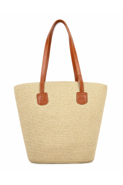 keisy Γυναικεία δερμάτινη τσάντα με κορδόνια, ψάθινη τσάντα premium