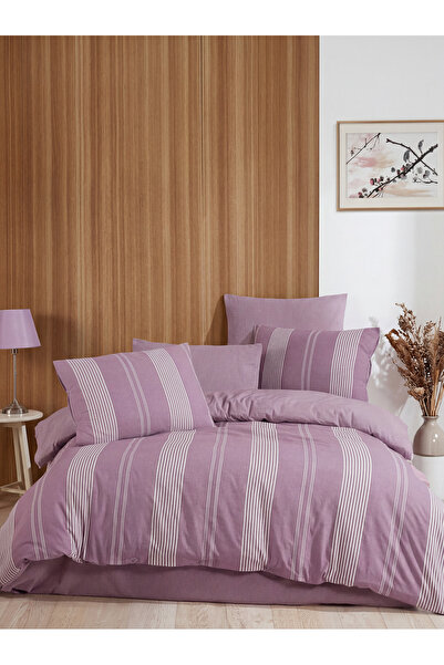 Sofline Bella Gold Natural Cotton Double Duvet Cover Set, Duvet Cover Set wit...